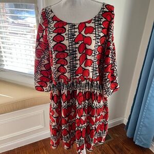 Open Shoulder Colorful Heart Mini dress